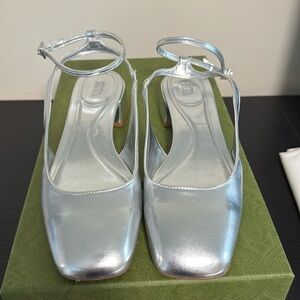 Zara silver flats